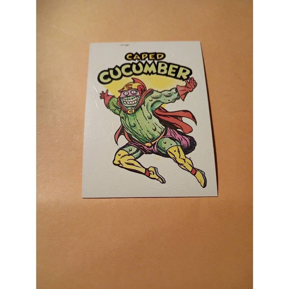 1983 General Mills Zero Heros Trading Card Sticker Card Vintage 36 Caped Cucumbe